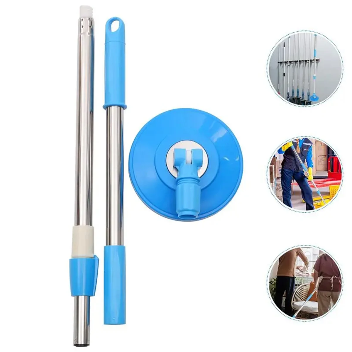 Spin Mop Pole Handle Replacement for Floor 360 Degrees Rotating Floor Mop Pole No Foot Pedal Version Handle Cleaning Tool Kit