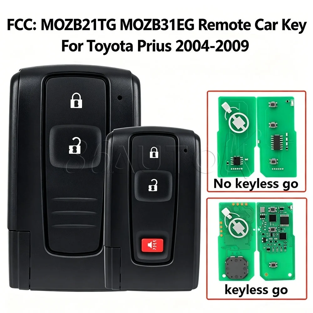 Pilot zdalnego sterowania FCC MOZB21TG MOZB31EG z funkcją Keyless Go do Toyota Prius 2004-2009, 312MHz 433MHz, chip 4D, inteligentny kluczyk samochodowy, zamiennik — 2