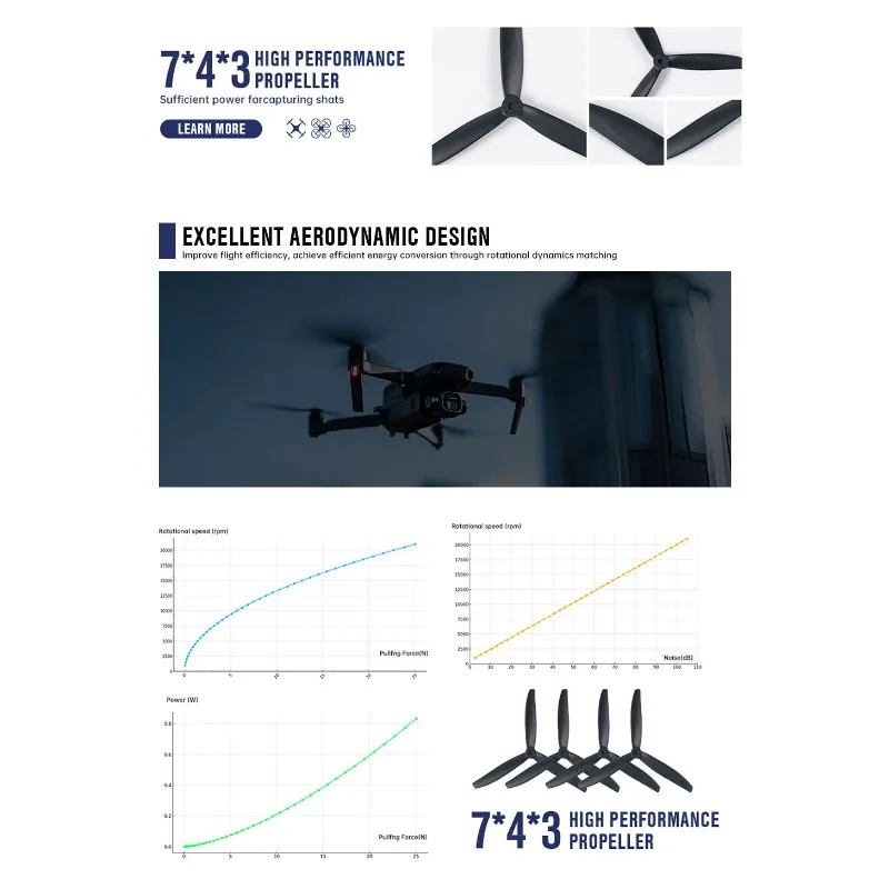 7X4X3 7040 Propeller 7-Inch Blade Fit RC FPV Freestyle Aerial Model DIY Accessory High-Match Flight Traction Structure Component