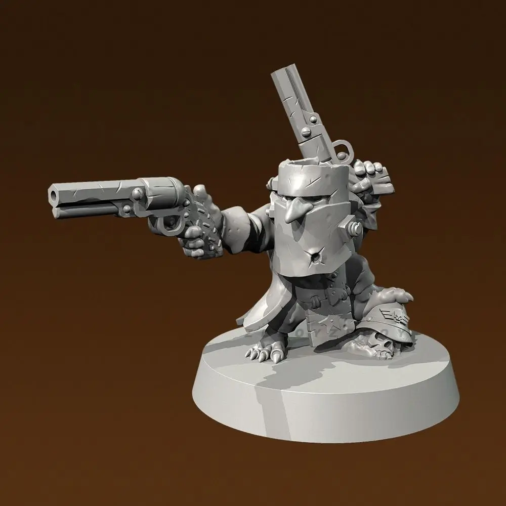 25mm  38mm 50mm Two-Gun Little Monster White Mold 3D Printed Self-assembly Miniatures DIY Coloring Figurines Crafts Gifts