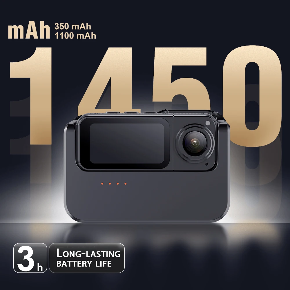 كاميرا صغيرة 2.7K Thumb Action كاميرا رياضية للجيب بدقة 1080 بكسل مع علبة شحن 1.47 بوصة 180 ° مسجل واي فاي الجذب المغناطيسي #6