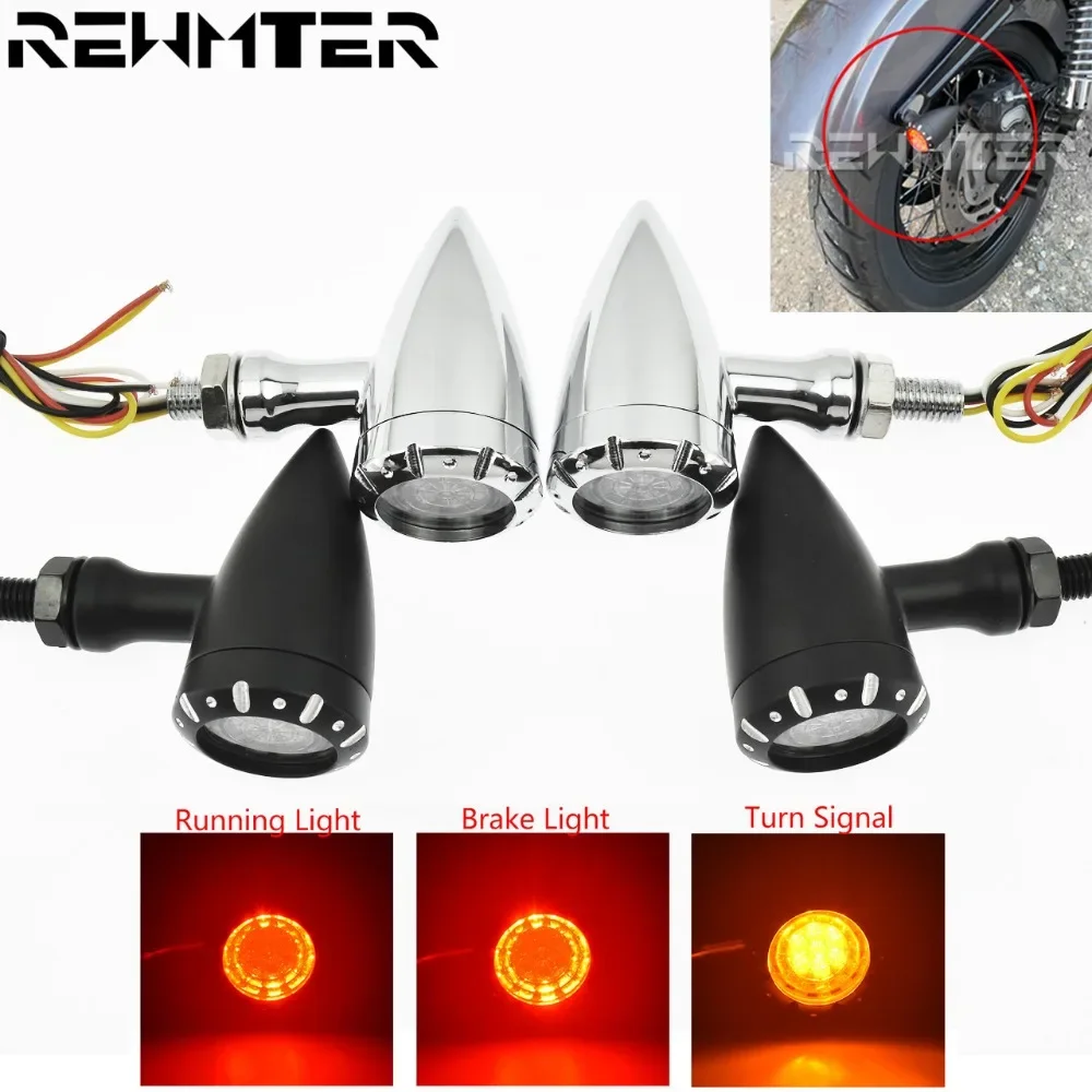 

Motorcycle Black Chrome 10mm Indicator Turn Signal Light LED Flashing Brake Lamp For Harley Chopper Cruiser Custom For Honda