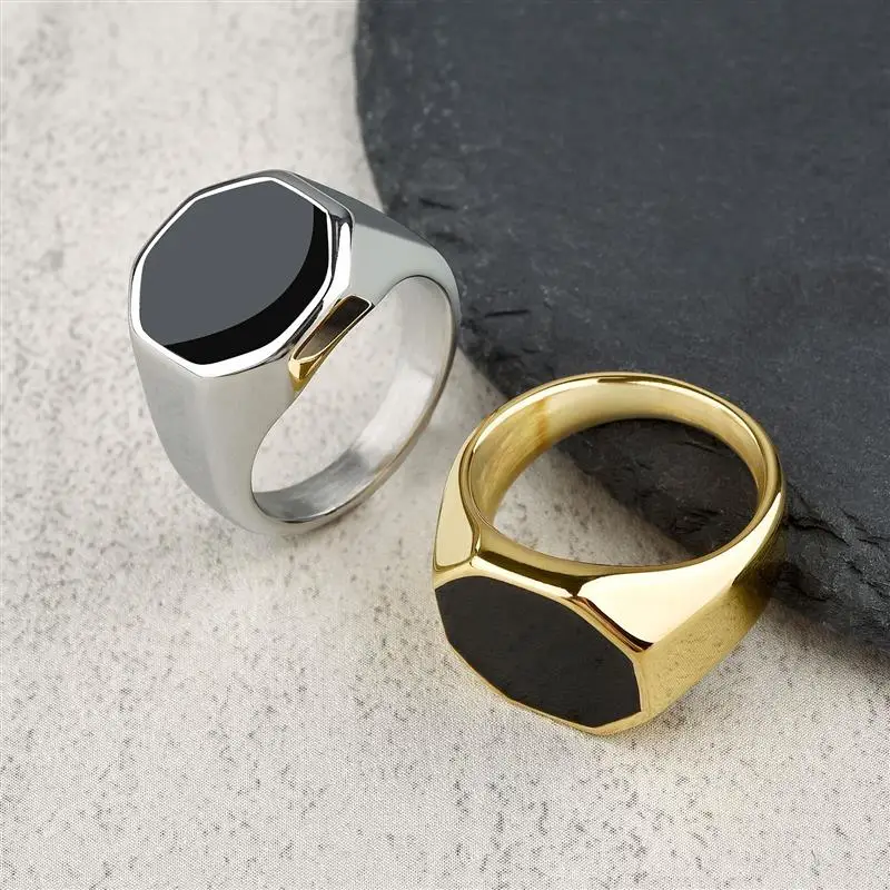 New Style Men's Ring Punk Rock Smooth Stainless Steel Signet Ring For Men Hip Hop Party Jewelry Wholesale Male Wedding Anel