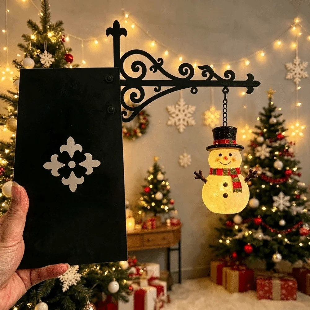 Retro Bookshelf Lantern Light Cartoon Santa Claus Cute Snowman Bookshelf Lamp Iron Art Book Classification Label
