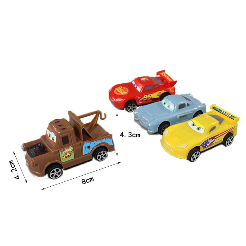 4PCS Kawaii Cars Action Figure Model Toys Movie Peripherals Anime Figures Cake Decorations Lightning McQueen Kids Birthday Gifts