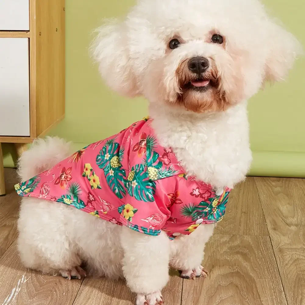 Pet Summer Dog Clothes Cool Beach Hawaiian Style Dog Cat Shirt Short Sleeve Coconut Tree Printing XS-5XL Small Medium Large Dog