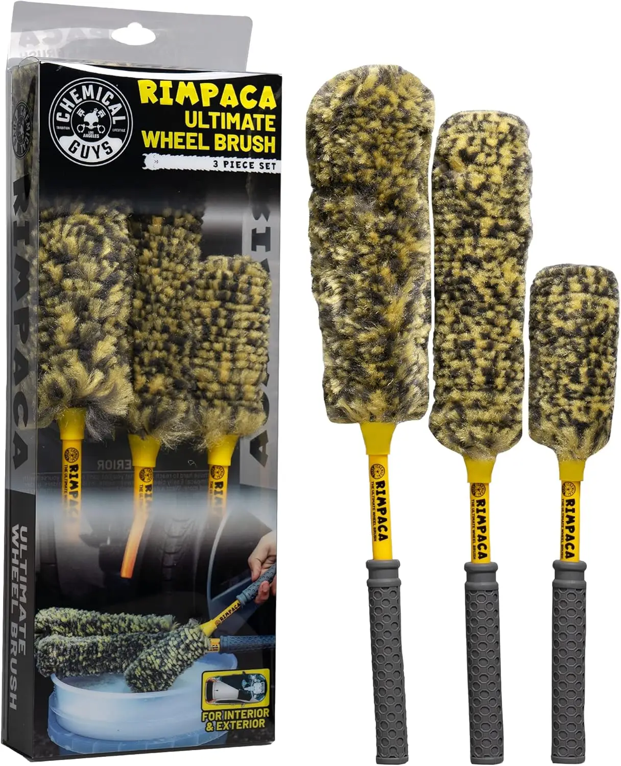 

3-Piece Wheel Brush Set for Cars, Trucks, SUVs - Soft Bristles Safe on All Finishes
