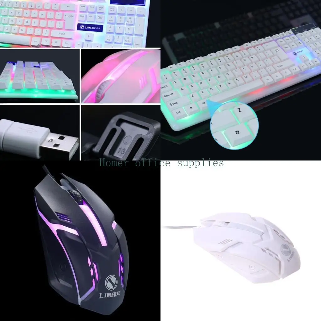 

K43B LED Light Gaming Mechanical Feel Keyboard and Mouse Combo Set for Computer