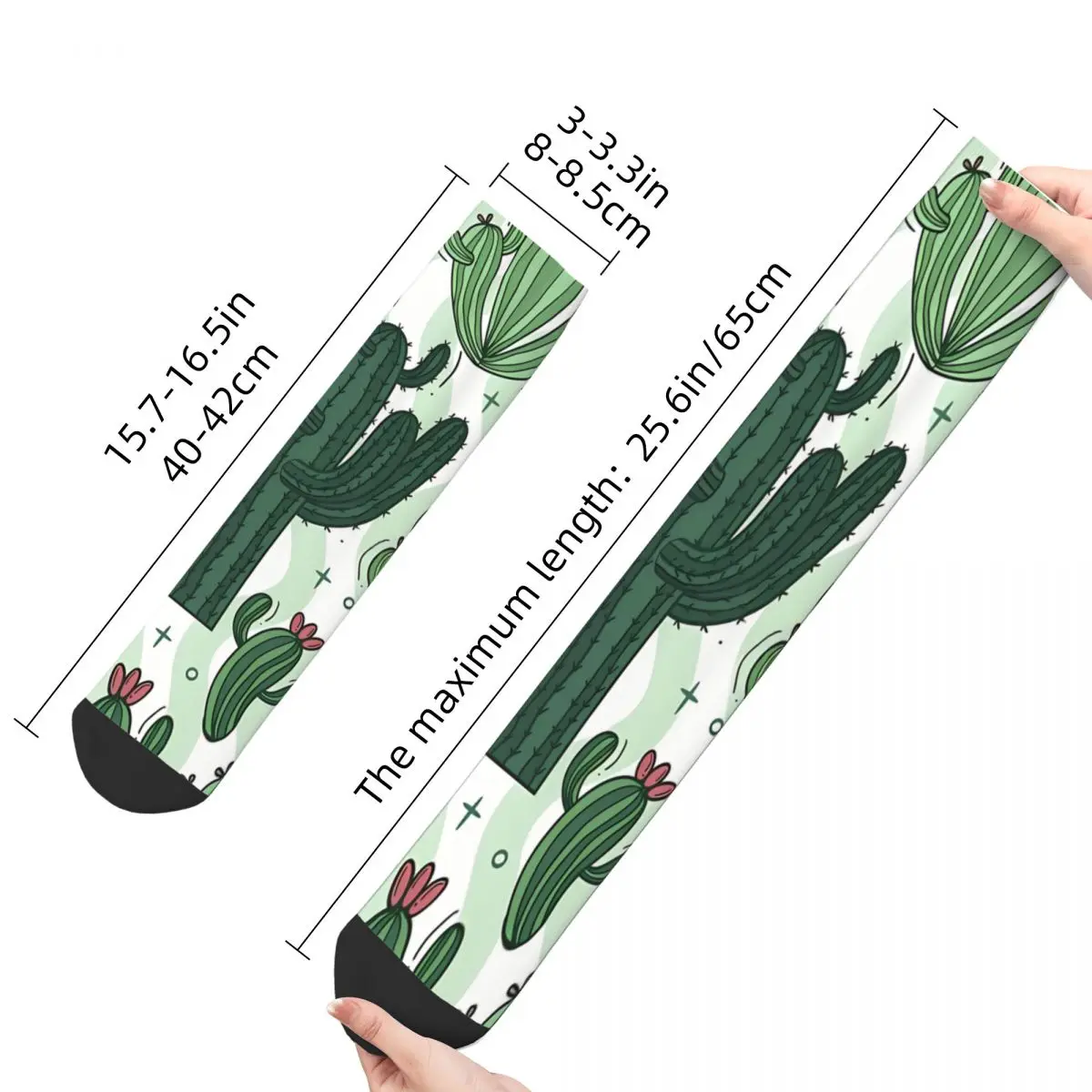 Funny Happy Sock for Men Cactus Pattern Set Vintage Quality Pattern Printed Crew Sock Novelty Gift