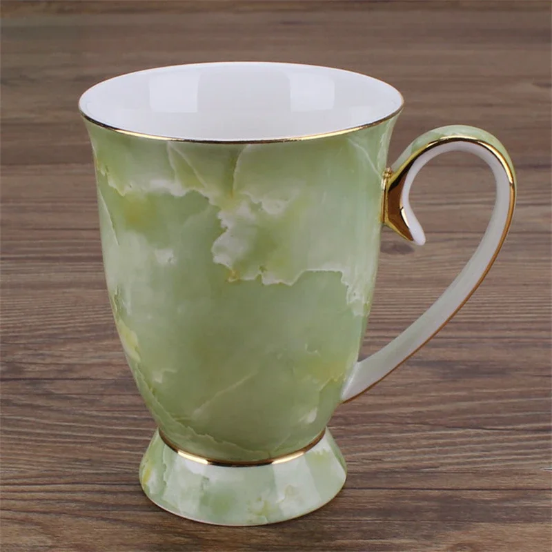 Creative Leopard Print Bone China Coffee Cup Luxury Porcelain Tea Cup High-grade Ceramic Emerald Mug Cafe Espresso CupDrinkware