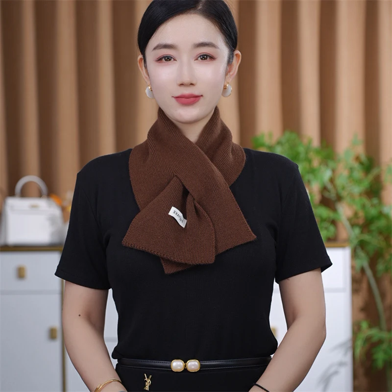 الشتاء تقليد الصوف مزيج محبوك وشاح صغير المرأة الجديدة تنوعا جو دافئ عبر وشاح الرقبة حماية طوق وشاح
