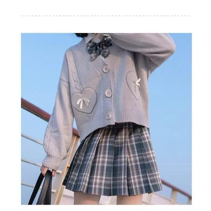 2025年 ガールズ ボウセーター 和風 可愛い ニットカーディガン 新JK制服ジャケット 春秋 レディースニットジャケット