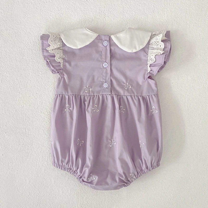 2026 Neuer Sommer Neugeborenen 0-24M Säugling Baby Mädchen Strampler Baby Mädchen Kleidung Flatterärmel Baumwolle Bedruckte Baby Mädchen Strampler – Detail 18