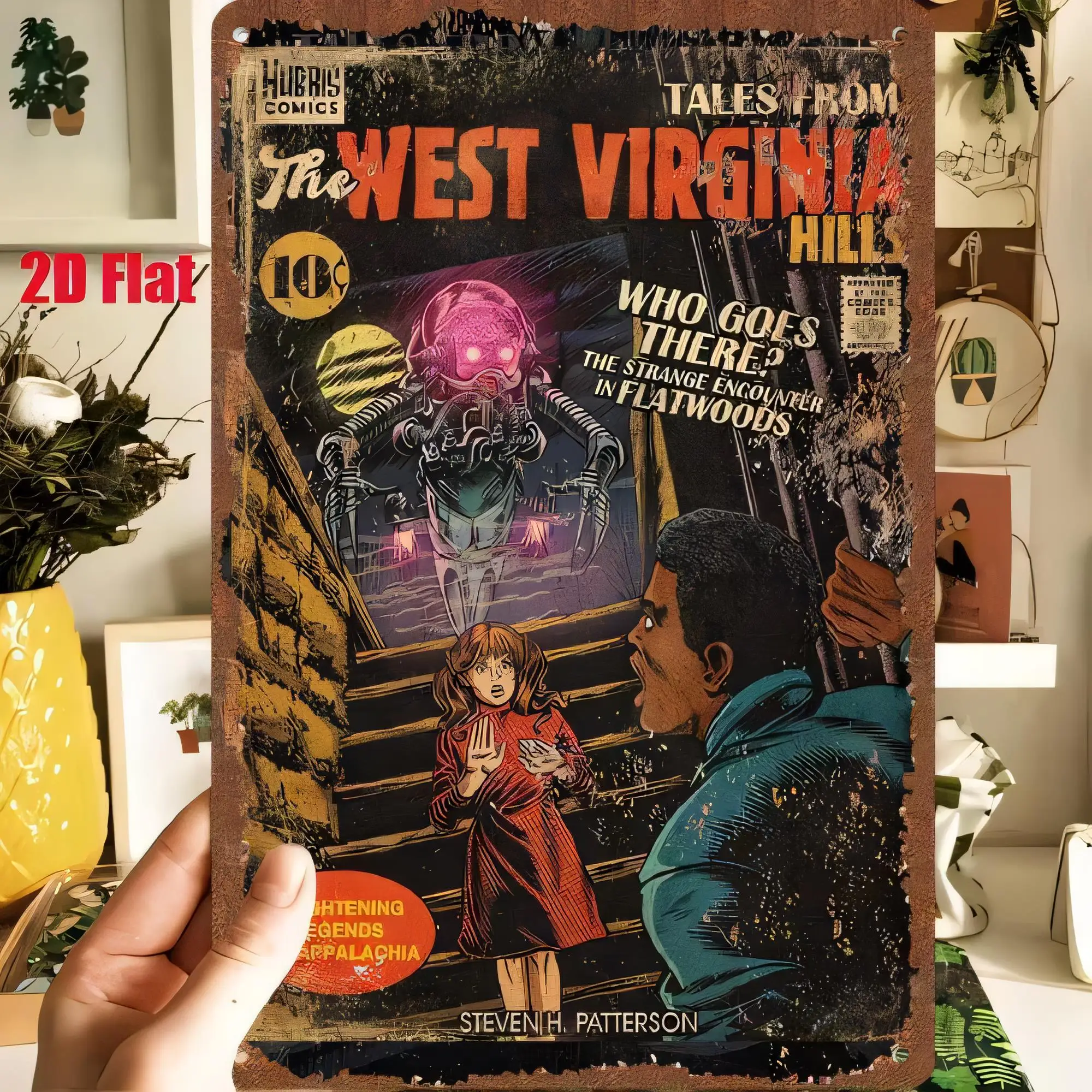 Tin Sign, Vintage Western Horror Poster Art Metal Plaque 10x14 , “Tales From the West Virginia Hill” Retro Grunge Wall Decor for