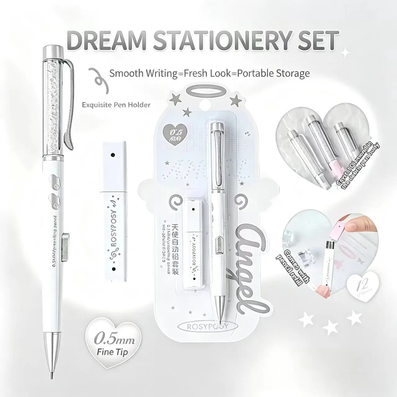 1PC Angel Automatic Lead Set High Beauty Style Primary School Students Lead Core Set Student Specific Pencil