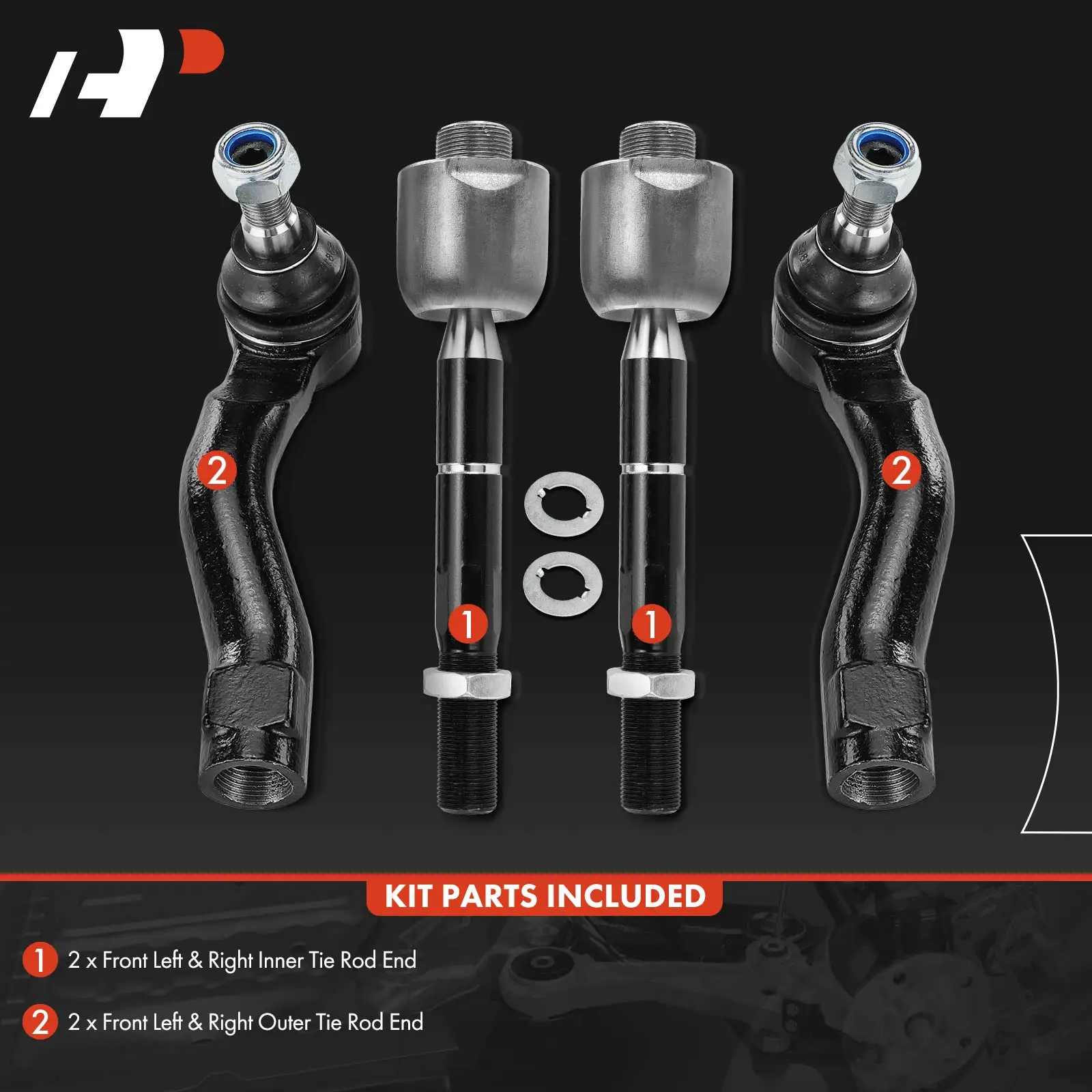 A-Premium 4x Front Inner & Outer Tie Rod End Kit for Toyota Land Cruiser 2013-2021 Lexus LX570 2015-2021