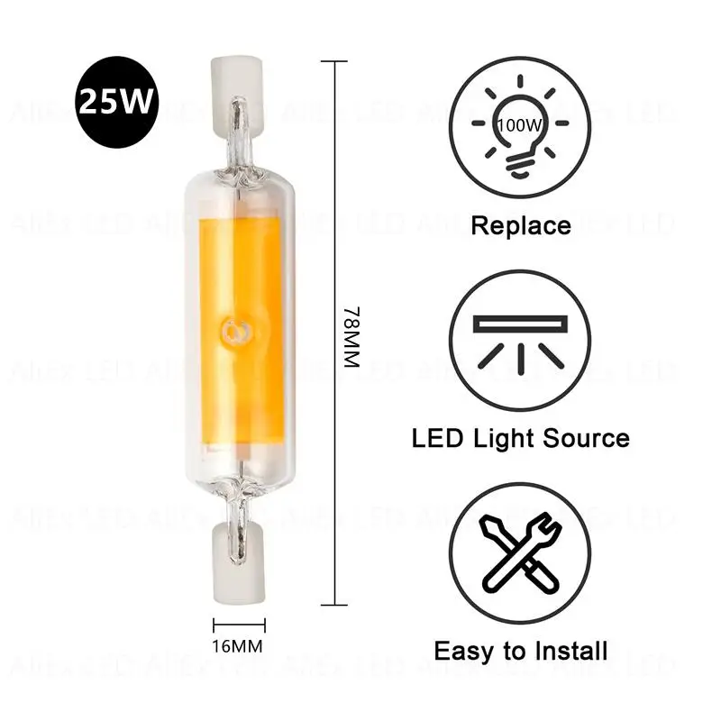 LED R7S Glass Tube COB Bulb 78MM 118MM High Power R7S Corn Lamp J78 J118 T3 Replace Halogen Light 50W AC110V 220V Lampadas LED