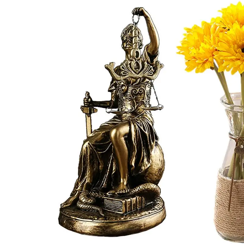 New Sitting Goddess Of Justice Ornaments Retro Antique Ornaments Creative Resin Crafts Living Room Office Home Decoration