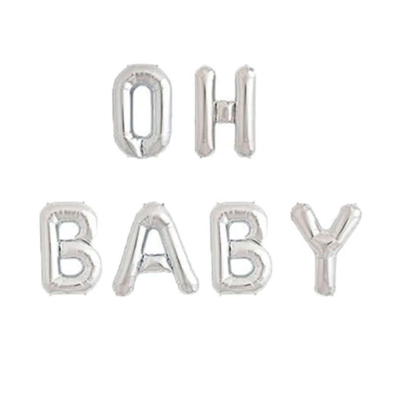 6pcs 16inch Rose Gold Silver Oh Baby Letter Foil Balloons Banner Wedding Baby Shower Gender Reveal Party Decoration Supplies