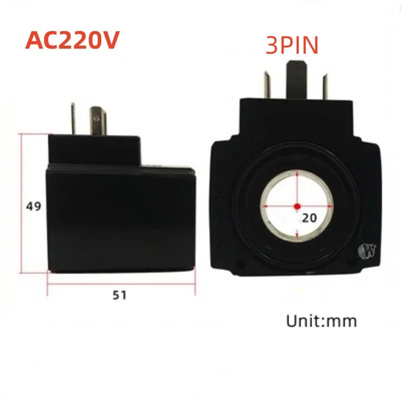 Hydraulic solenoid valve coil  copper  Oil grinding Inner diameter 20mm square  AC220V AC110V