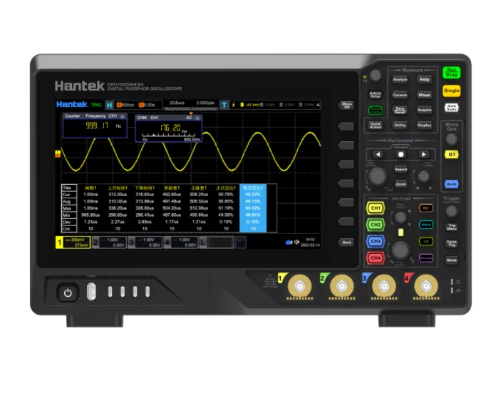 Hantek DPO7504U Digital Oscilloscope 4-channel 2GSa/s Sampling Rate 500MHz Bandwidth Waveform Generator 10.1-inch Touch Scre