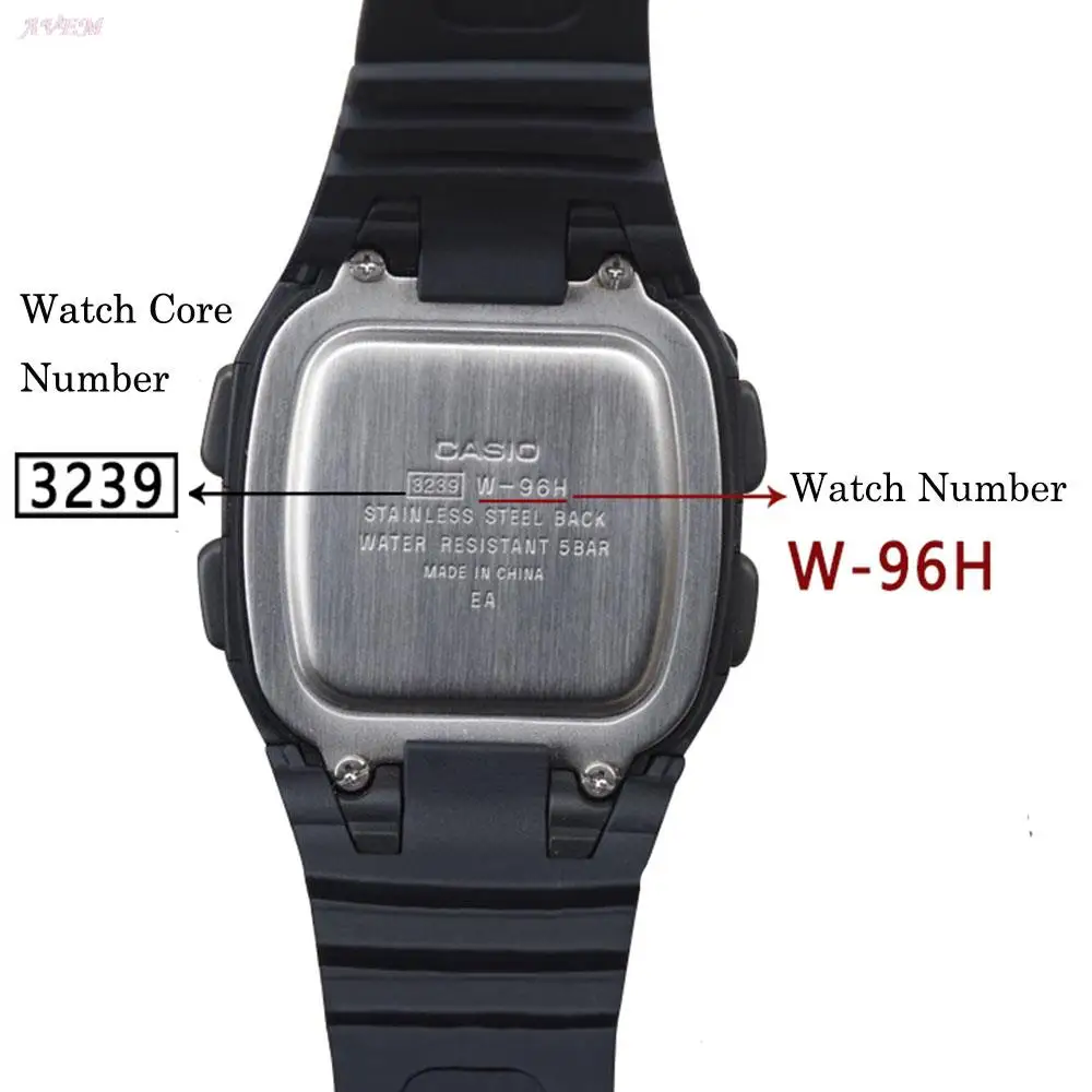 Correa/cinturón de reloj de silicona suave de 18mm para pulsera electrónica de repuesto de W-96H, accesorios de relojes para hombre, correa W96H