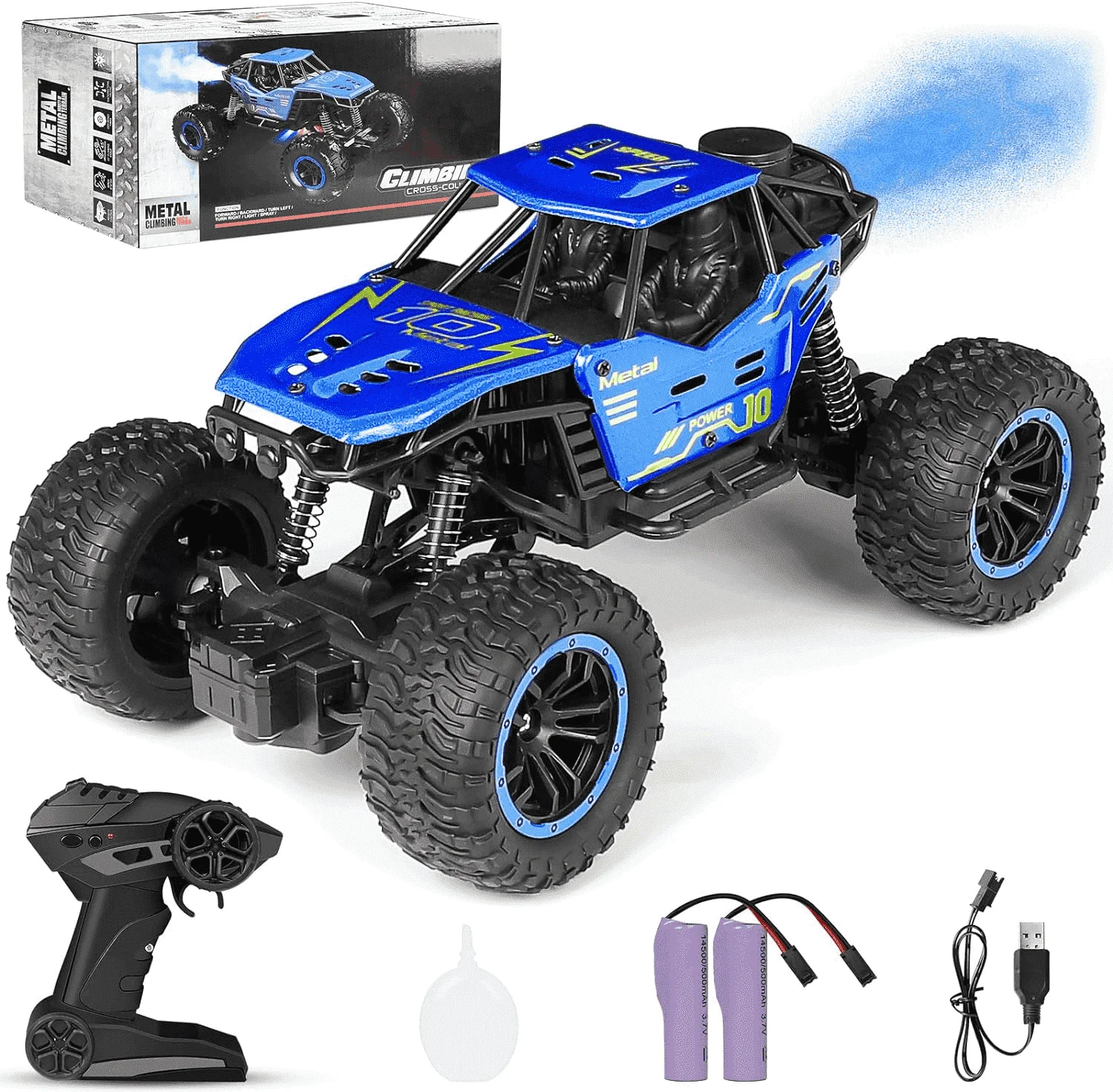 Remote Control Cars, 1:18 Scale All Terrain RC Car, RC Monster Truck Toys with Spray LED Lights, 4WD Alloy Climbing Car Toys  ﻿