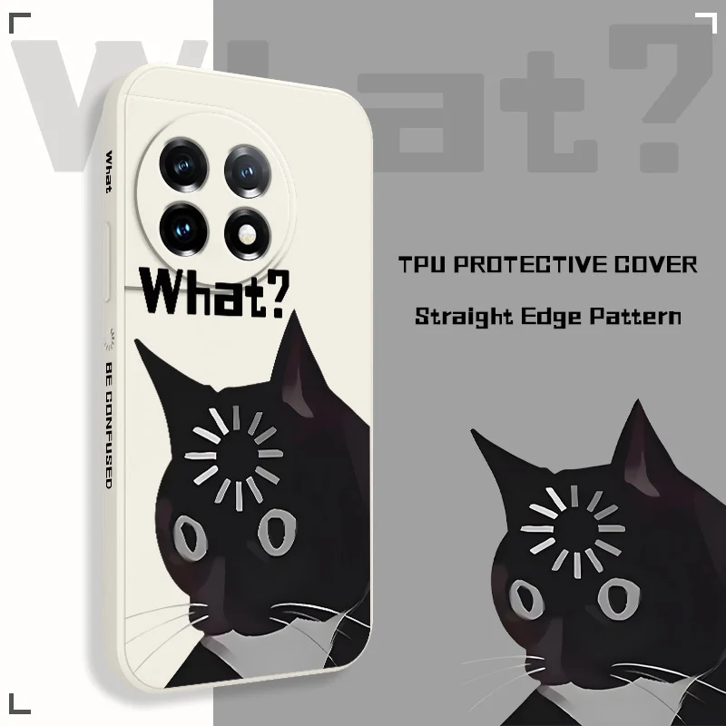 

Dumb Cute Cat Phone Case For Oneplus 13 13R 12 12R 11 11R 10 10R 10T 9R 9RT 9 8T 8 7 7T Pro 5G Liquid Silicone Cover