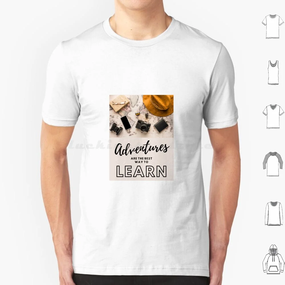 Las aventuras son el mejor camino de aprender camiseta de algodón hombres mujeres DIY estampado aventuras aprender viajes mapas World Way