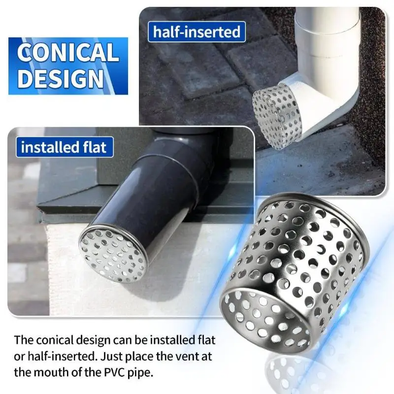 New Sale ​Stainless Steel Drain Cover Anti Clogging Interpolated Filter Screen For PVC Pipe Rain Pipe Cap