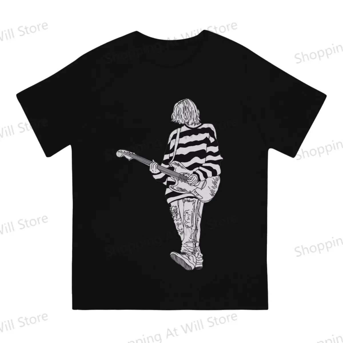 Tops 100% Cotton Leisure Sports  Kurt Cobain Guitar Men's and women's T-shirts  O neck short sleeved Tshirt