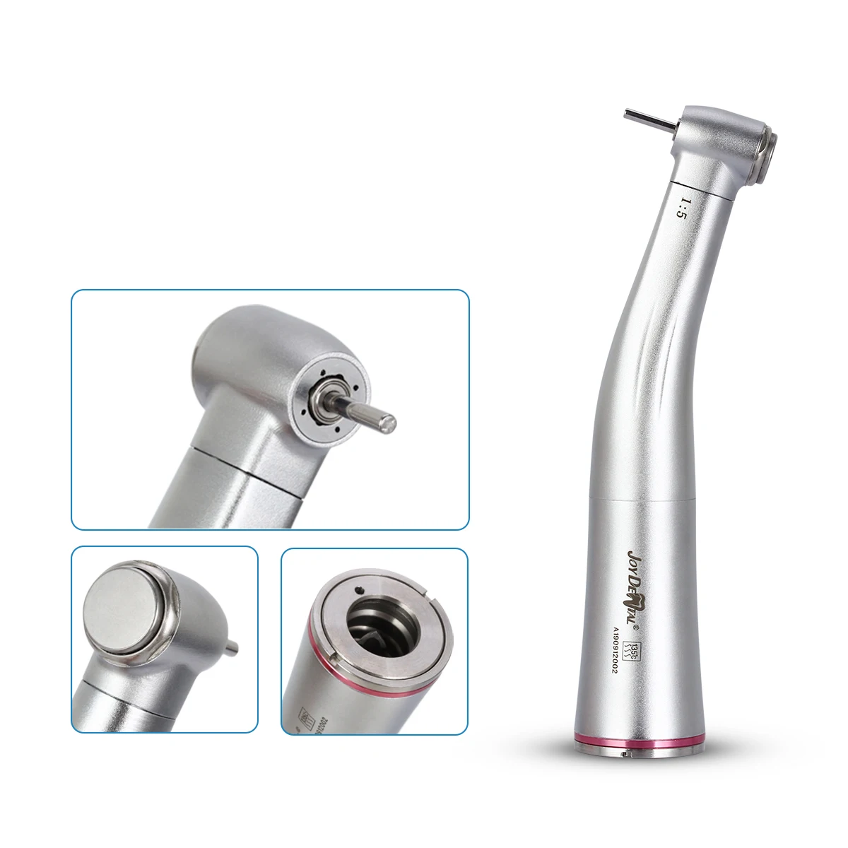 JOY DENTAL Contra Angle Handpiece 1:5 Increase Push Button Chuck Internal Four Way Spray