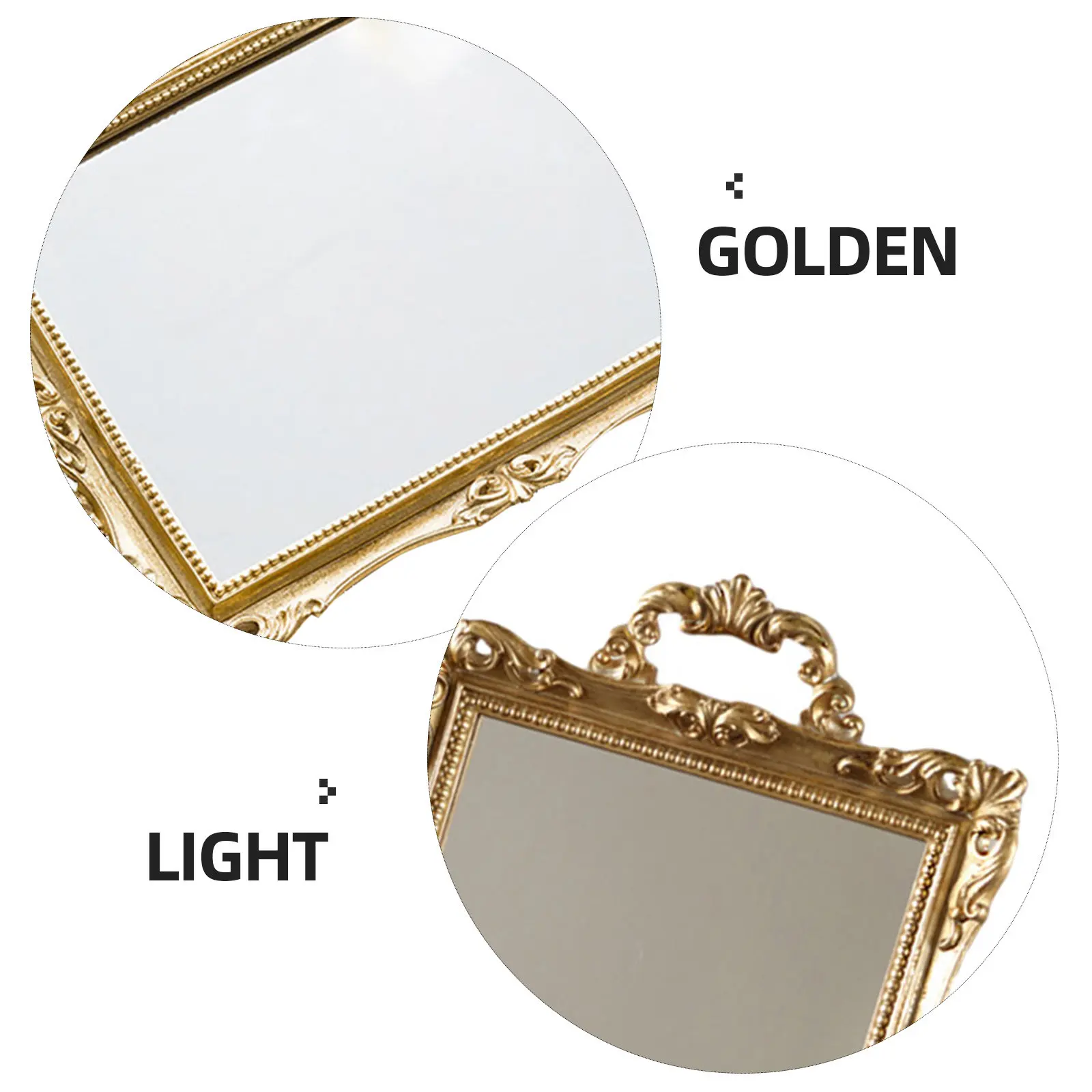 1Pcs Delicate Mirror Tray Vintage Carved Design Nordic Style Resin Glass Craft for Wedding Party Home Hotel Room Decor Perfume