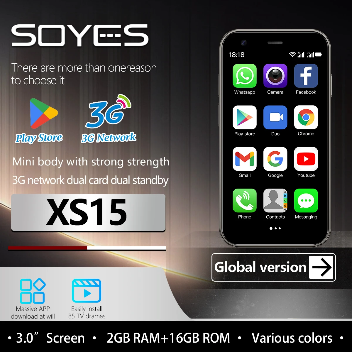 XS15 هاتف ذكي صغير خارجي محمول مدمج كامل Netcom الإصدار العالمي نظام Android يدعم تحديد المواقع