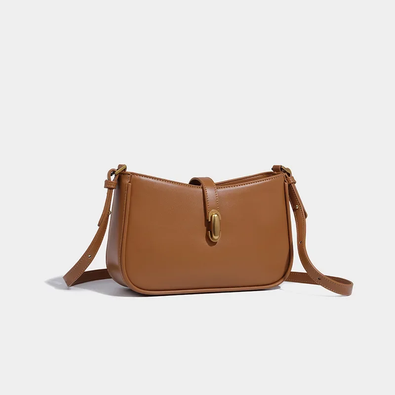 Bolsa de axilas feminina de deslocamento, bolsa de ombro versátil, monocromática, casual, tiracolo, bolsa feminina, moda