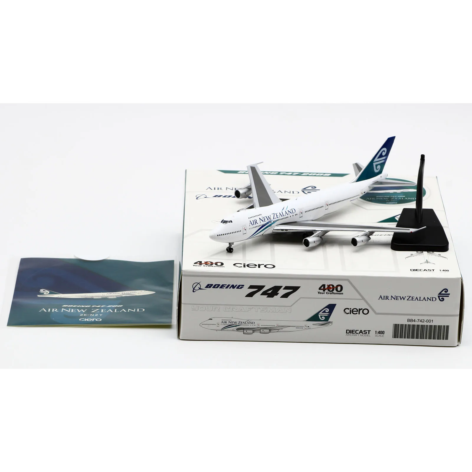 

BB4-742-001 Alloy Collectible Plane Gift JC Wings 1:400 Air New Zealand Boeing B747-200B Diecast Aircraft Jet Model ZK-NZY