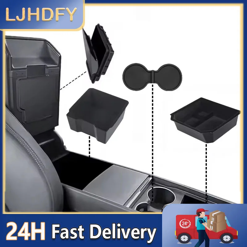 Pack of 4 Vehicle Center Comfort Organizers Highlighting Concealed Storage Compartment Double Cup Possessors and Efficient