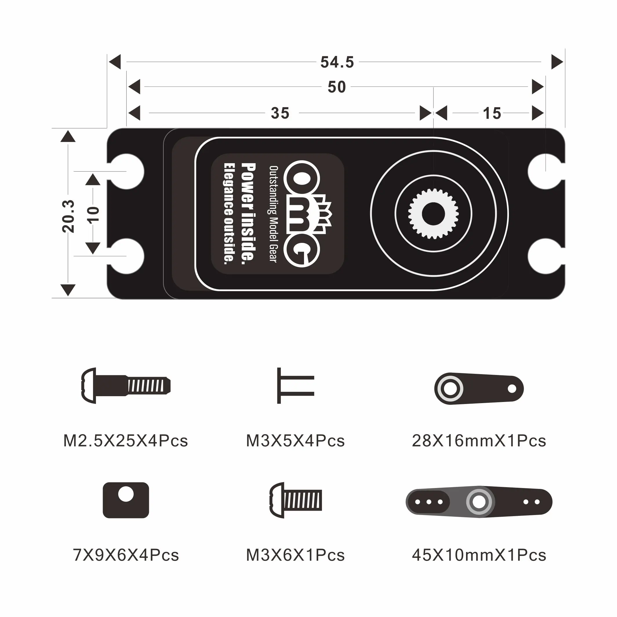 OmG D1-10S 10 kg Digitales gebürstetes Servo-Lenkgetriebe 1:10 Short Body Racing Drift Car Digitalservo für Rc-Rennwagenteile