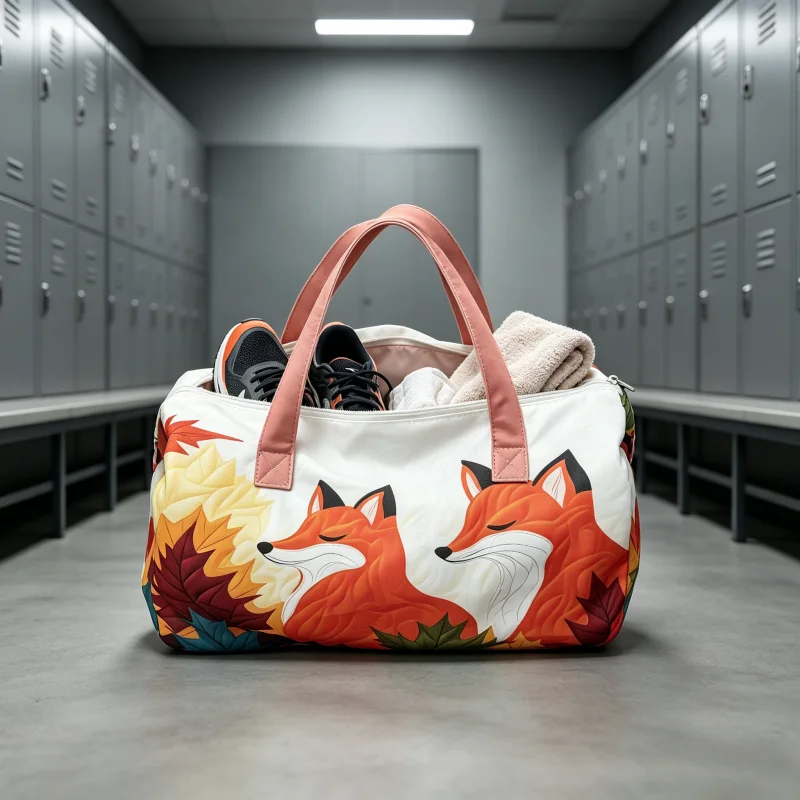 2Pcs Fall Fox Leaf Travel Duffel, Large Capacity Weekender Tote with Random Makeup Bag, Cute Animal Carry On Bag