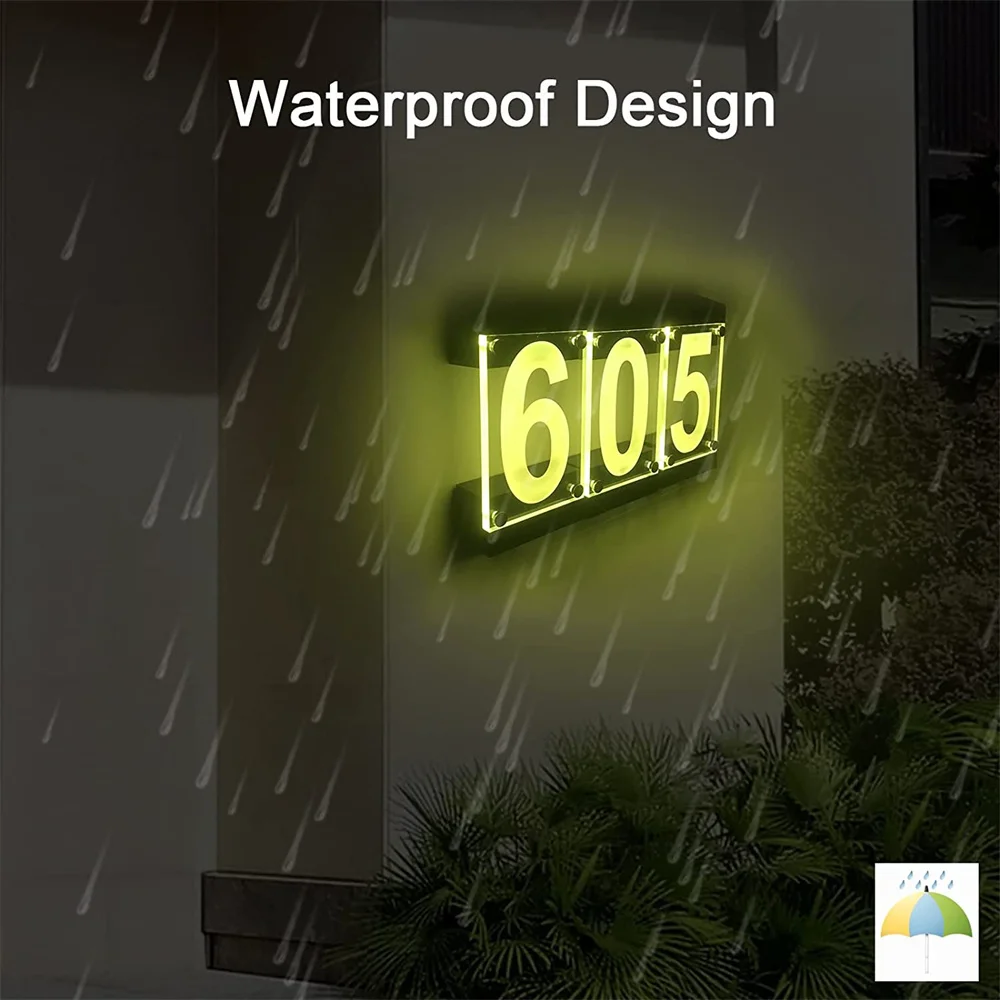 

Acrylic Address Sign Solar Powered Waterproof House Decoration RGBW & Remote Controller for Yard,Home,Garden,Street