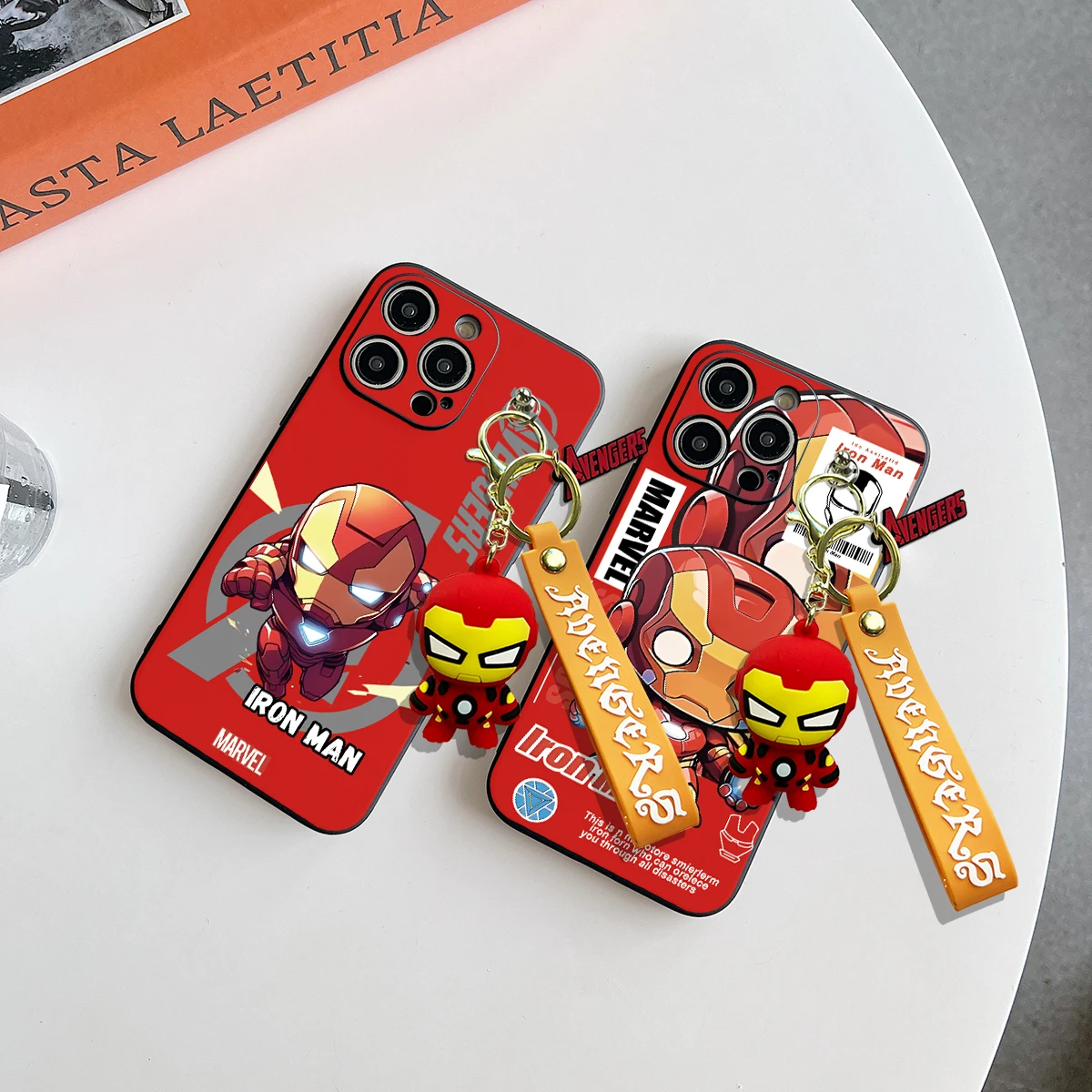 Cute iron Man Case With Keychain For Xiaomi Redmi 10 10A 12 10C 12C 13C Note 7 8 9 9s 10 11 12 13 Pro