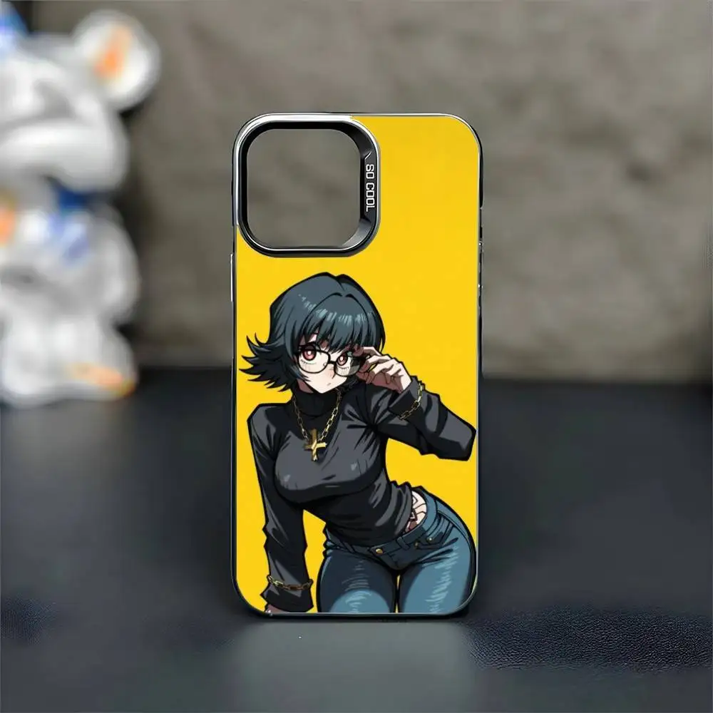 Shizuku hxh مثير اليابان أنيمي فتاة جراب هاتف آيفون 17,16,15,14,13,12,11 برو ماكس Blcak الملونة الفضة مطلي غطاء داخلي