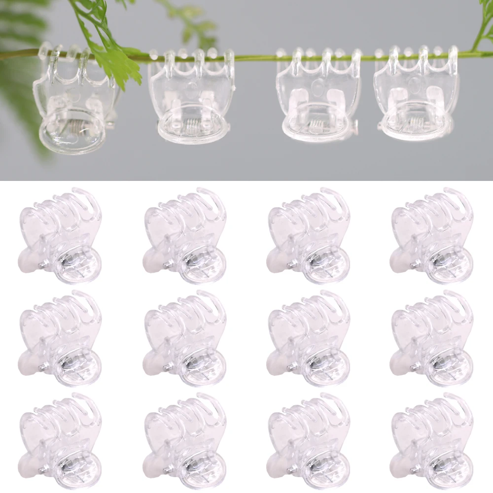 20-100PCS Transparent Garden Plant Clips Clear Plastic 6-Claw Orchid Clamp Flower Climbing Stem Butterfly Decorative Support