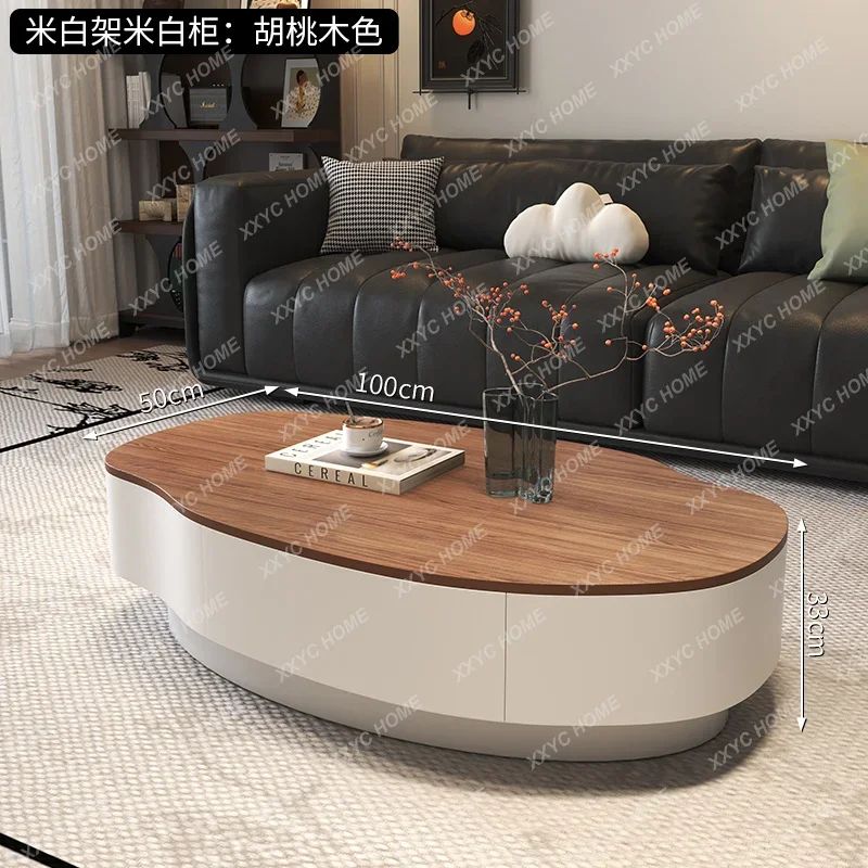 Round Transparent Coffee Table  Books Wood Unique Glass Side Table Drawers Living Room  Lounge Suite Furniture