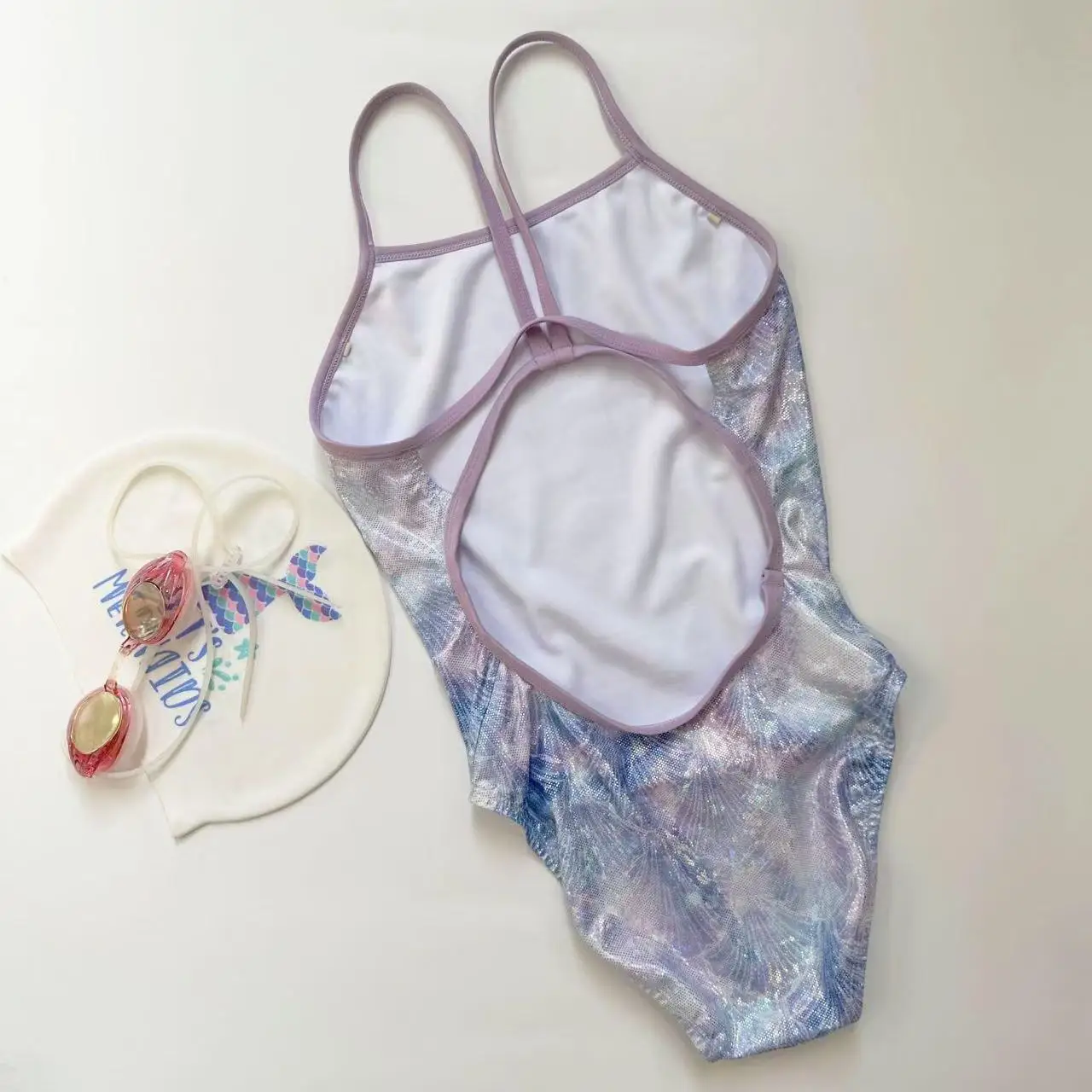 New Gradient Triangular Speed Swimming Suit Women's plus Size Swimming Gym Training Professional Sport One-Piece Swimsuit