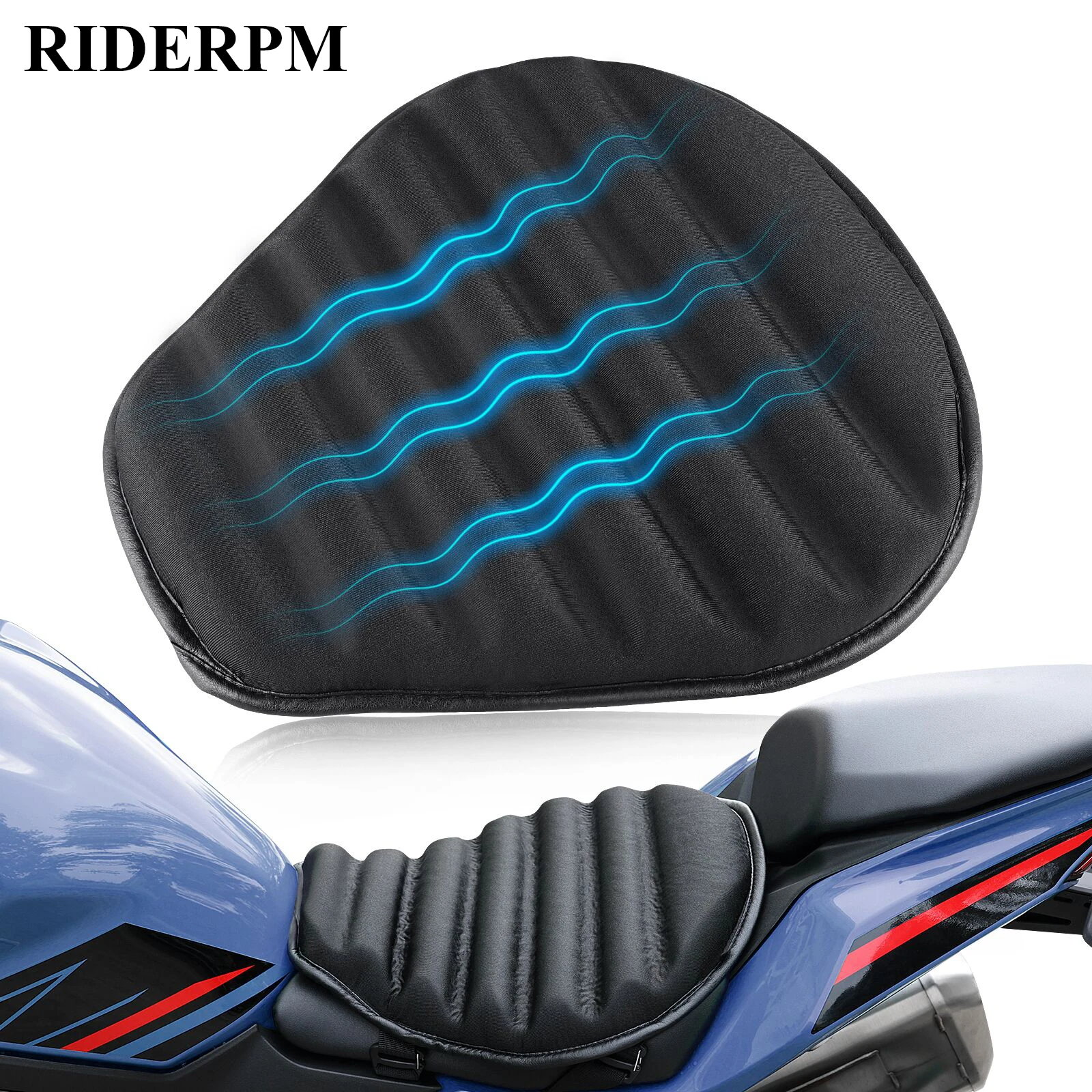

RIDERPM Motorcycle Gel Seat Cushion Universal Motorcycle Seat Cushion with 3D Honeycomb Breathable Shock-Absorbing Gel Seat Pad