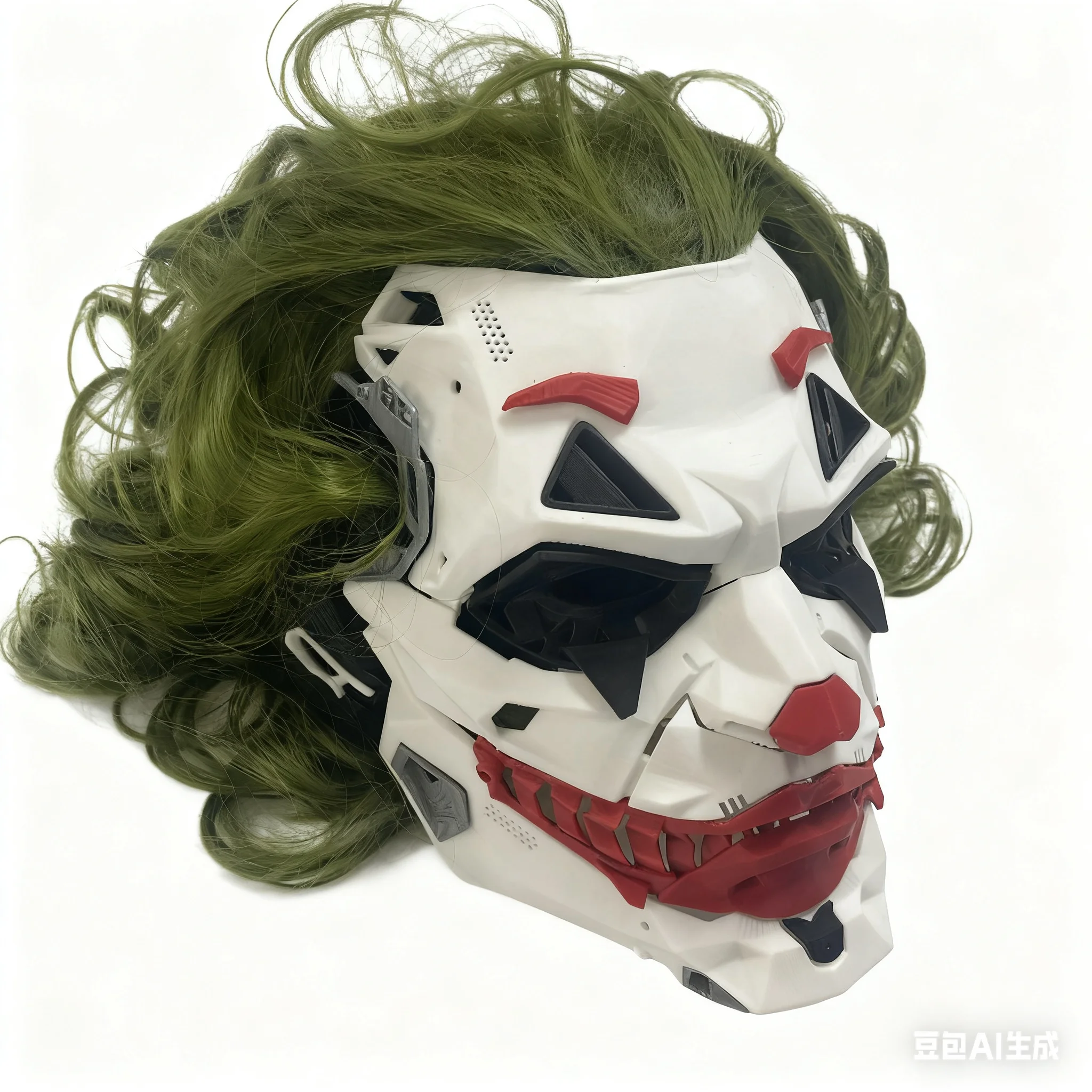 Horror-Punk-Maske, Cosplay-Kostüm, Helmmaske mit grünen Dreadlocks für Damen und Herren, Kostüm-Requisiten für Halloween-Bühnenveranstaltungen