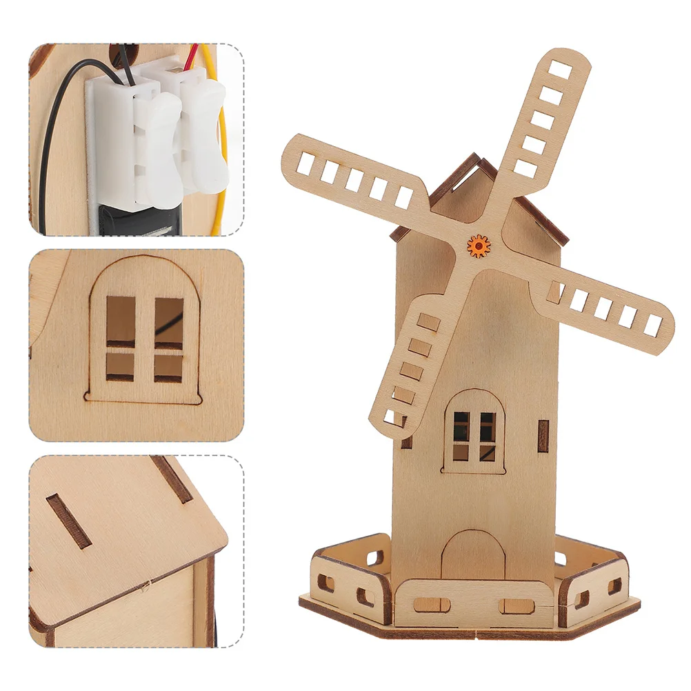 

2 Sets Solar Windmill Kids Toy Powered Assembly Kit Small Model Kits Children Playthings