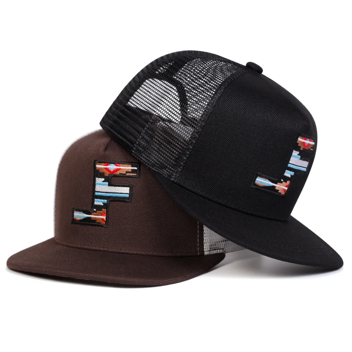 Unisex F Letter Embroidery Hip-hop Net Hats Spring and Summer Outdoor Adjustable Casual Baseball Caps Sunscreen Hat Sports Cap