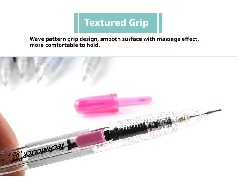 Pentel Techniclick Side-Click Druckbleistift PD105/107 0,5/0,7 mm Schneller Minenabroller Energiesparendes Zubehör für Kinder und Schüler – Detail 5